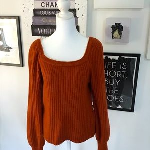 Beautiful Rust Beaded Neck Sweater size L